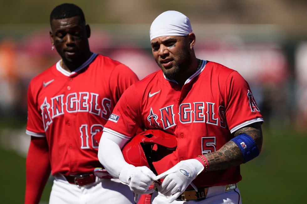 AP Foto/Matt York | Bildquelle: AP © Los Angeles Angels’ Yoan Moncada (5), geb. 1995 in Cienfuegos und Jorge Soler, geb. 1992 in Havanna | Bilder sind in der Regel urheberrechtlich geschützt
