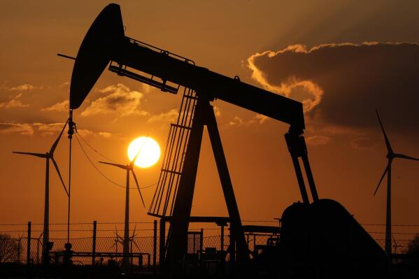 FILE - A pumpjack extracts crude at an oil field in Emlichheim, Germany, March 18, 2022. Before the war in Ukraine, Europe's most pressing energy policy goal was reducing carbon emissions that cause climate change. Now, officials are fixated on rapidly reducing the continent's reliance on Russian oil and natural gas — and that means friction between security and climate goals, at least in the short term. (AP Photo/Martin Meissner)