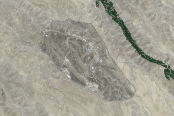 This satellite image from Planet Labs PBC shows an Iranian missile base near Tabriz, Iran, Wednesday, June 11, 2025. (Planet Labs PBC via AP)