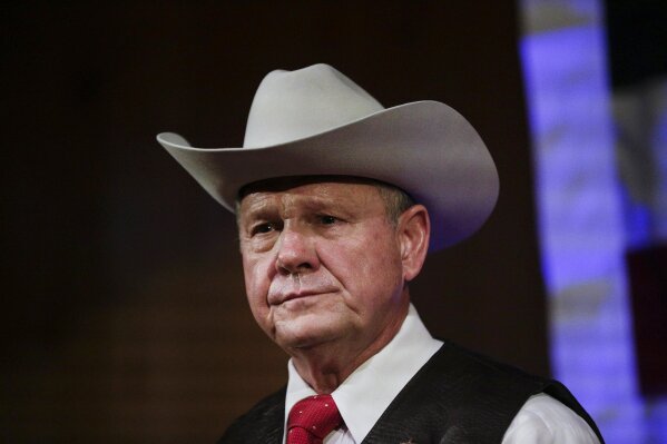
              FILE - In this Monday, Sept. 25, 2017, file photo, former Alabama Chief Justice and U.S. Senate candidate Roy Moore speaks at a rally, in Fairhope, Ala. According to a Washington Post story Nov. 9, an Alabama woman said Moore made inappropriate advances and had sexual contact with her when she was 14. (AP Photo/Brynn Anderson, File)
            