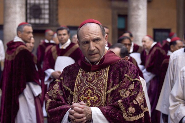 This image released by Focus Features shows Ralph Fiennes in a scene from "Conclave." (Focus Features via AP)