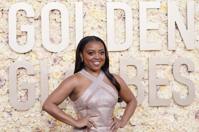 Quinta Branson attends the 81st Golden Globe Awards Ceremony held at the Beverly Hilton on Sunday, January 7, 2024 in Beverly Hills, California (Photo by Jordan Strauss/Invision/AP)