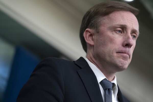 National Security Advisor Jake Sullivan speaks during a press briefing at the White House in Washington, Wednesday, Feb. 14, 2024. (APPhoto/Mark Schiefelbein)