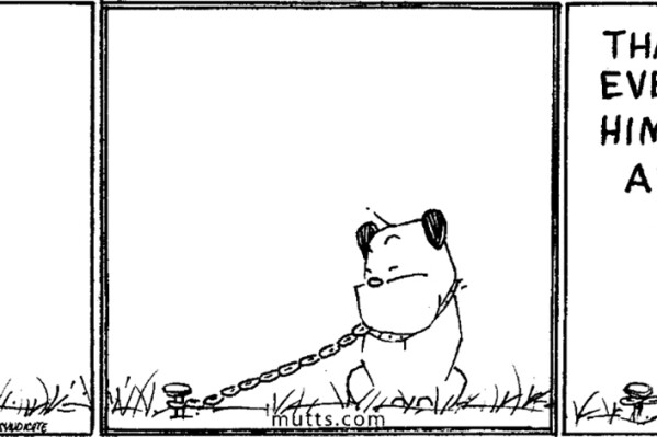 This image released by Hearst shows the comic strip Mutts, by cartoonist Patrick McDonnell. (Hearst via AP)