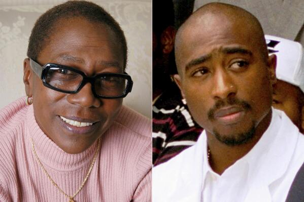 This combination of photos shows Afeni Shakur in New York, Oct. 23, 2003, left, and rapper Tupac Shakur at a voter registration event in South Central Los Angeles on Aug. 15, 1996. A new five-part docuseries, “Dear Mama,” which explores how the mother-son duo of Tupac and Afeni Shakur shaped American history, premieres Friday on FX. (AP Photo)