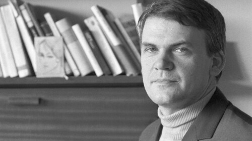 Czech-born writer Milan Kundera looks on in this file photo taken in May 1968. Milan Kundera, whose dissident writings in communist Czechoslovakia transformed him into an exiled satirist of totalitarianism, has died in Paris at the age of 94, Czech media said Wednesday, July 12, 2023. (Pavel Vacha/CTK via AP)