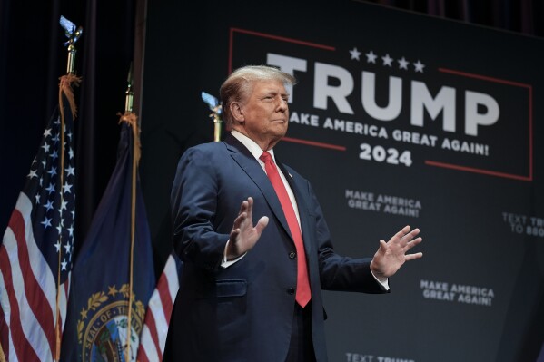 Republican presidential candidate former President Donald Trump during a campaign stop in Rochester, N.H., Sunday, Jan. 21, 2024. (AP Photo/Charles Krupa)