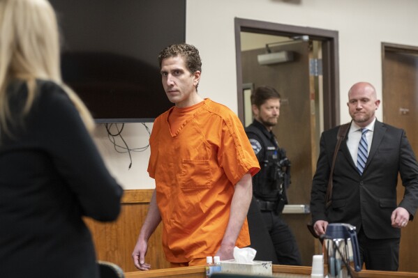 FILE - Bryan Kohberger enters the courtroom for his arraignment hearing in Latah County District Court, May 22, 2023, in Moscow, Idaho. On Wednesday, Aug. 2, attorneys for Kohberger, accused of stabbing four University of Idaho students to death last year, said he was on a long drive by himself around the time of the slayings. (Zach Wilkinson/The Moscow-Pullman Daily News via AP, Pool, File)