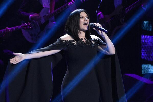 FILE - Laura Pausini performs "Lado Derecho del Corazon" at the 17th annual Latin Grammy Awards in Las Vegas on Nov. 17, 2016. Pausini will perform the Oscar nominated song "Io Si," (Seen) which she co-wrote with Diane Warren for the film "The Life Ahead." The Oscars will be broadcast on Sunday. (Photo by Chris Pizzello/Invision/AP, File)
