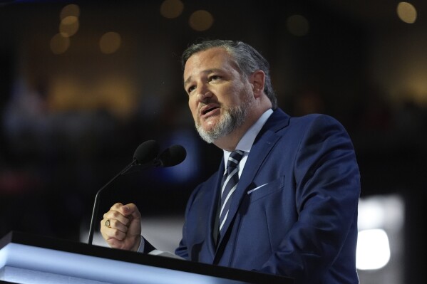 FILE - Sen. Ted Cruz, R-Texas., speaks during the Republican National Convention, July 16, 2024, in Milwaukee. (AP Photo/Paul Sancya, File)