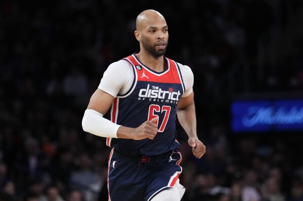 FILE - Washington Wizards' Taj Gibson (67) during the second half of an NBA basketball game against the New York Knicks, April 2, 2023, in New York. Gibson is returning to the New York Knicks, according to a Wednesday, Dec. 13, social media post from Priority Sports, which represents Gibson, reuniting coach Tom Thibodeau with one of his trusted veteran players. (AP Photo/Frank Franklin II, File)