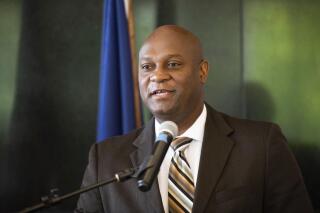 Karl Oakman speaks after Unified Government of Wyandotte County officials named him as the next police chief for Kansas City, Kan., during a press conference on Friday, May 7, 2021, in Kan. Oakman is currently a deputy chief in the Kansas City Police Department. (Shelly Yang/The Kansas City Star via AP)