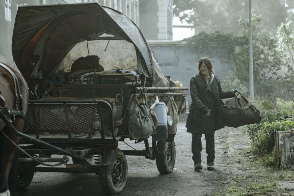 This image released by AMC shows Norman Reedus in a scene from "The Walking Dead: Daryl Dixon." (Emmanuel Guimier/AMC via AP)