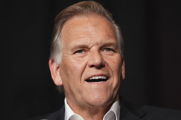 Republican Michigan Senate candidate Mike Rogers speaks during an election night watch party, Tuesday, Nov. 5, 2024, at Suburban Showplace Collection in Novi, Mich. (AP Photo/Paul Sancya)