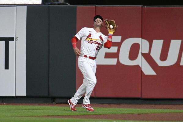 Los Angeles Angels shortstop Gio Urshela (10) throws out St. Louis  Cardinals' Dylan Carlson (3) at first in the sixth inning of a baseball  game on Wednesday May 3, 2023, in St.