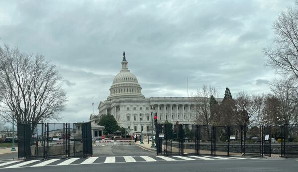 A protective fence is seen around the U.S. Capitol on March 7. (AP Photo/Colleen Long)