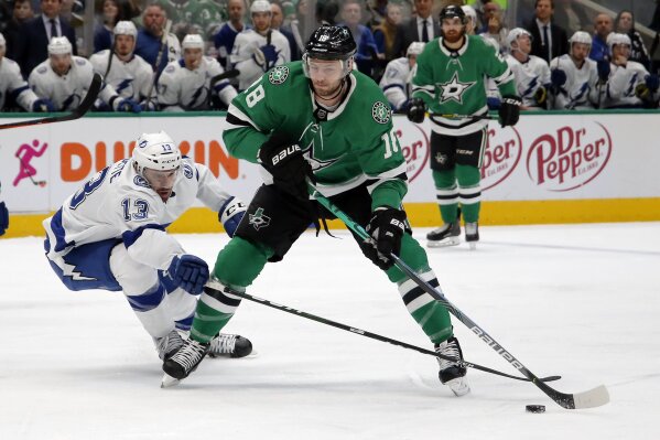 Benn's 2nd goal in OT pushes Dallas Stars past Lightning 3-2