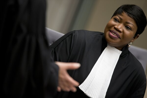 
              -FILE- In this Wednesday, April 4, 2018 image, chief prosecutor Fatou Bensouda waits for alleged jihadist leader Al Hassan Ag Abdoul Aziz Ag Mohamed Ag Mahmoud to enter the court room at the International Criminal Court in The Hague, Netherlands. The prosecutor of the International Criminal Court says she has had her U.S. visa revoked, in the first implementation of an American crackdown on the global tribunal.(AP Photo/Peter Dejong, Pool)
            