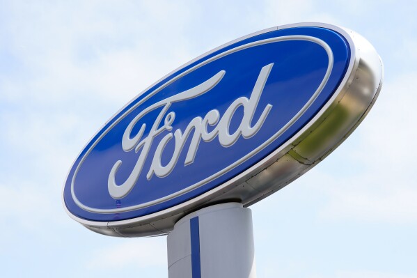 FILE - A Ford dealership in Springfield, Pa., Tuesday, April 26, 2022. Ford reports earnings on Thursday, Oct. 26, 2023 (AP Photo/Matt Rourke, File)