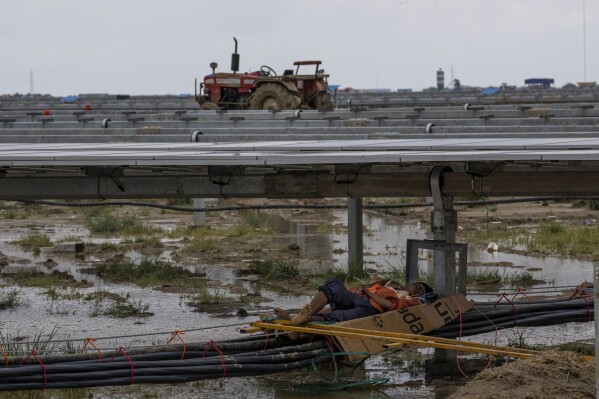 In the salt deserts bordering Pakistan, India builds its largest renewable  energy project | 