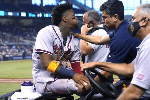 Braves star Acuña out for season after tearing knee vs Miami