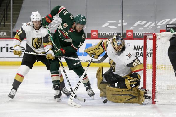 Minnesota Wild right wing Ryan Hartman celebrates his first-period goal  against the Vegas Golden Knights in Game 3 of an NHL hockey first-round  playoff series Thursday, May 20, 2021, in St. Paul