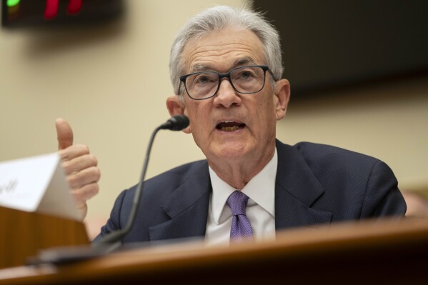Federal Reserve Board Chair Jerome Powell speaks during his appearance before the House Financial Services Committee on Capitol Hill, Wednesday, March 6, 2024, in Washington. (AP Photo/Mark Schiefelbein)