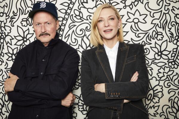 Todd Field, left, and Cate Blanchett pose for a portrait on Oct. 2, 2022, in New York to promote the film Tár,” in which Blanchett plays a trailblazing conductor whose status is threatened amid a misconduct scandal of her own making. (Photo by Matt Licari/Invision/AP)