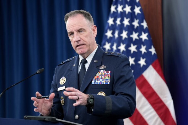 Pentagon spokesman Air Force Brig. Gen. Patrick Ryder speaks during a briefing at the Pentagon in Washington, Thursday, Feb. 15, 2024. (APPhoto/Susan Walsh)