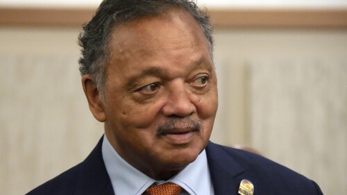 The Rev. Jesse Jackson speaks to attendees at the inaugural Sunday Dinner event, hosted by the South Carolina Democratic Party's Black Caucus, Sunday, March 27, 2022, in Columbia, S.C. Jackson plans to step down from leading the Chicago civil rights organization Rainbow PUSH Coalition he founded in 1971. (AP Photo/Meg Kinnard, File)