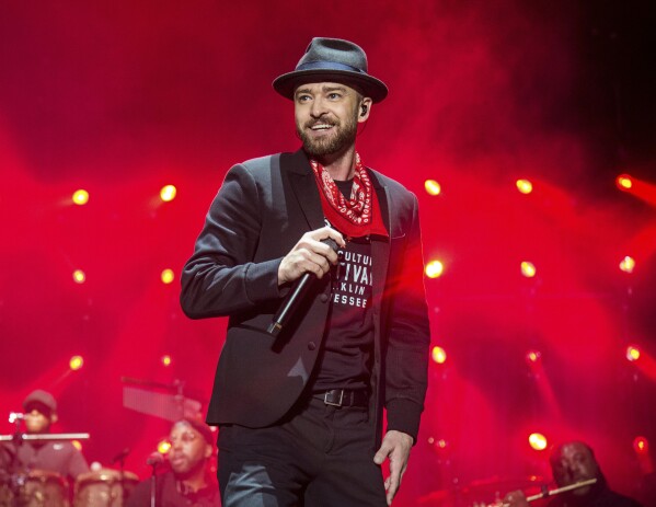 FILE - Justin Timberlake performs at the Pilgrimage Music and Cultural Festival in Franklin, Tenn., on Sept. 23, 2017. (Photo by Amy Harris/Invision/AP, File)