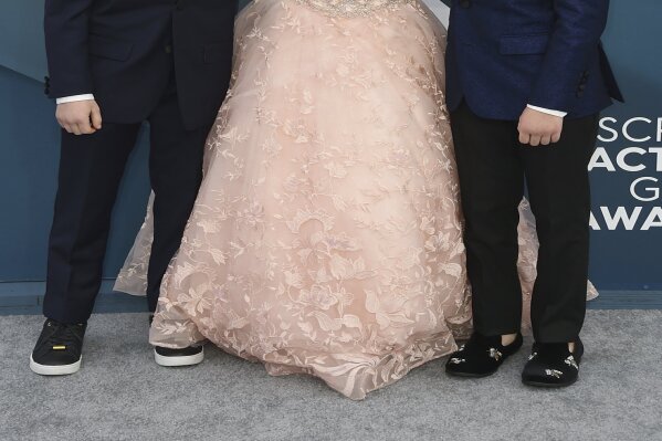Cameron Crovetti, from left, Ivy George, and Nicholas Crovetti arrive at the 26th annual Screen Actors Guild Awards at the Shrine Auditorium & Expo Hall on Sunday, Jan. 19, 2020, in Los Angeles. (P...