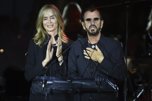 
              FILE - In this Oct. 8, 2018 file photo, Ringo Starr and his wife Barbara Bach speak at the Facing Addiction with NCADD (National Council on Alcoholism and Drug Dependence) gala in New York. Starr stood at a podium and described what it felt like to be 30 years sober. (Photo by Evan Agostini/Invision/AP, File)
            