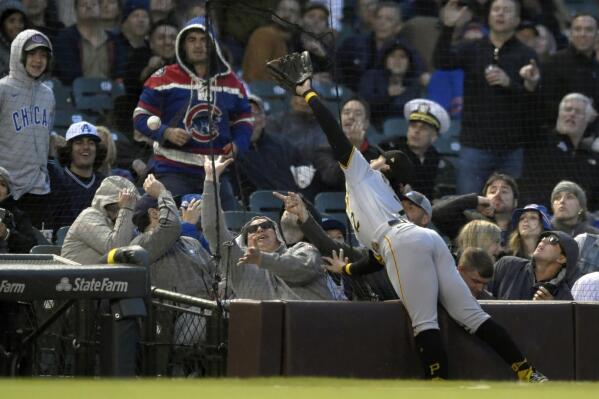 Pittsburgh Pirates' Daniel Vogelbach reacts after striking out during the  second inning of the team's baseball game against the Chicago Cubs on  Tuesday, May 17, 2022, in Chicago. The Cubs won 7-0. (