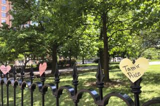 Hearts with the names of black people who died at the hands of police are displayed on a fence as part of a protest at the Ohio Statehouse in Columbus, Ohio, on Saturday, June 6, 2020. People are protesting racial injustice and police brutality after the death of George Floyd, a black man, who died after he was restrained by Minneapolis police on May 25. (AP Photo/Julie Carr Smyth)