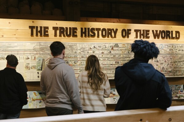 Visitors looks at a display at the Ark Encounter in Williamstown, Ky., Friday, March 21, 2025. (AP Photo/Madeleine Hordinski)