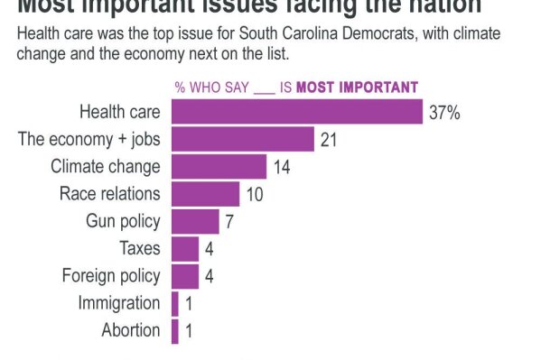 Health care was the top issue for South Carolina Democrats, with climate change and the economy next on the list. ;