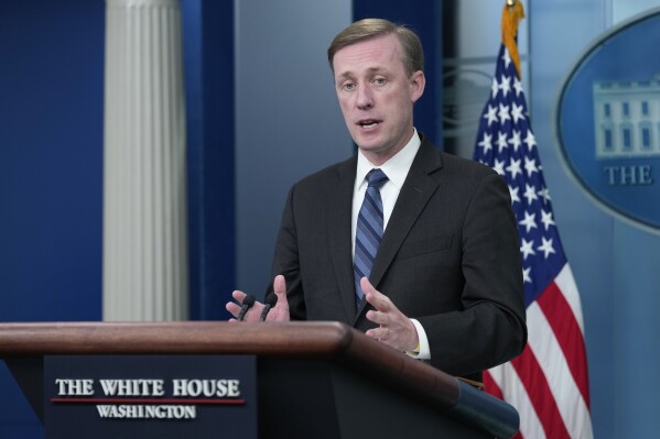 FILE - White House national security adviser Jake Sullivan speaks during the daily briefing at the White House in Washington, Friday, Sept. 15, 2023. Sullivan met in Malta over the past two days with Chinese Foreign Minister Wang Yi, the Maltese government said Sunday, Sept. 17, in a statement. (AP Photo/Susan Walsh, File)