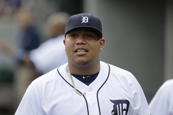 FILE - In this Aug. 26. 2013, file photo, Detroit Tigers pitcher Bruce Rondon watches from the dugout during the second inning of a baseball game against the Oakland Athletics in Detroit. Rondon needs surgery to repair a torn ligament in his right elbow and will be sidelined for the entire season, general manager Dave Dombrowski said Friday, March 21, 2014. (AP Photo/Paul Sancya, File)