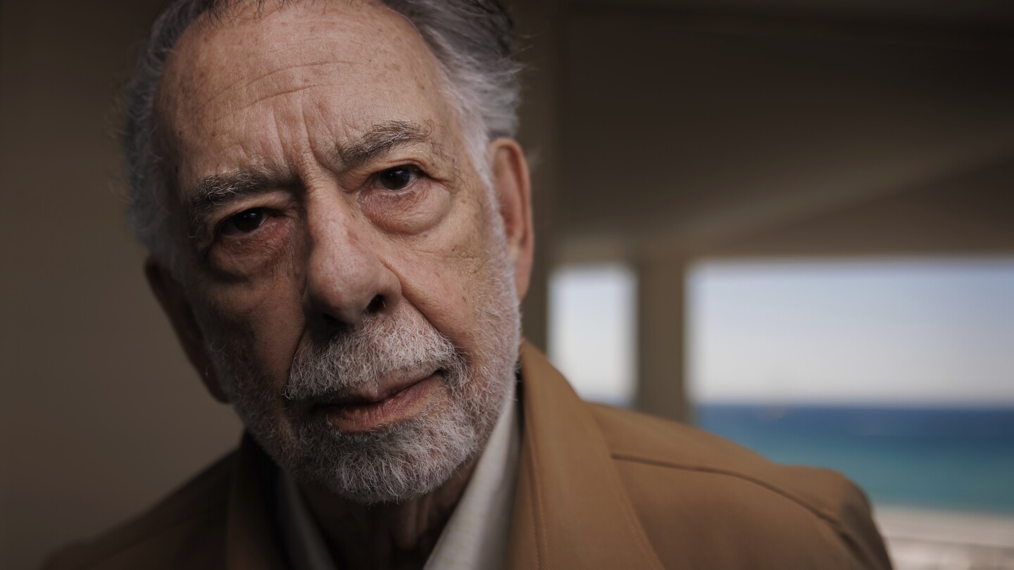 Director Francis Ford Coppola poses for portrait photographs for the film 'Megalopolis', at the 77th international film festival, Cannes, southern France, Friday, May 17, 2024. (Photo by Vianney Le Caer/Invision/AP)