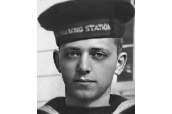 This undated image provided by the U.S. Navy shows sailor Herbert “Bert” Jacobson, from Grayslake, Ill. The 21-year-old is to be laid to rest at Arlington National Cemetery Tuesday, Sept. 13, 2022 — more than 80 years after he was killed in the Japanese attack of Pearl Harbor. Scientific testing that was started a few years ago on remains of men whose bodies were pulled from the USS Oklahoma after the attack has led to the identification of Jacobson and nearly 400 others. (U.S. Navy via AP)