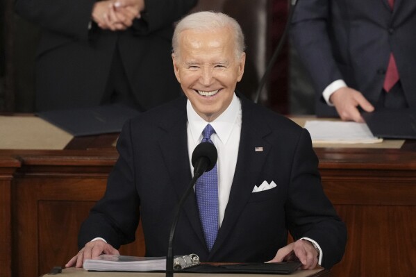 President Joe Biden delivers the State of the Union address to a joint session of Congress at the U.S. Capitol, Thursday March 7, 2024, in Washington (AP Photo/Andrew Harnik)