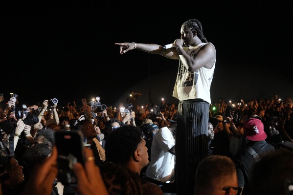 Young Thug performs during the Summer Smash Music Festival on Sunday, June 22, 2025, in Bridgeview, Ill. (Photo by Rob Grabowski/Invision/AP)