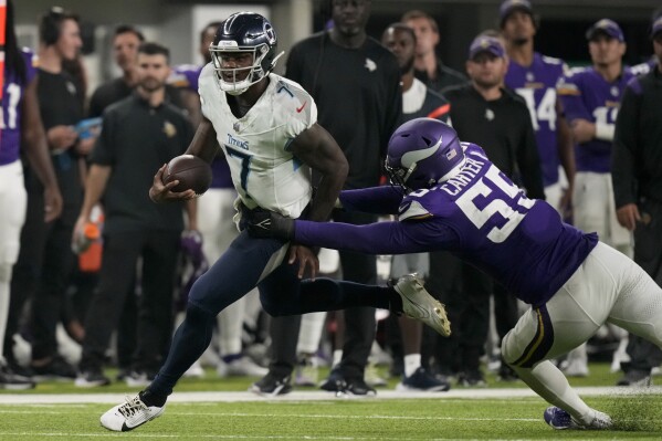 Titans trample the Vikings in a 24-16 preseason victory with 281 rushing  yards