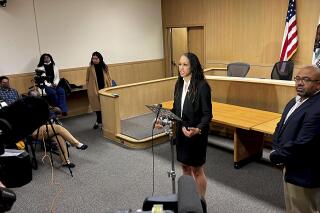San Francisco Attorney Brooke Jenkins speaks to reporters Tuesday, May 2, 2023, in San Francisco, after Nima Momeni's arraignment was postponed for a third time. Momeni is accused of fatally stabbing Cash App founder Bob Lee. (AP Photo/Terry Chea)