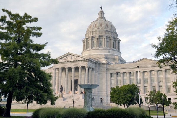 FILE - The Missouri Capitol is seen, Sept. 16, 2022, in Jefferson City, Mo. In the Missouri state primaries taking place Tuesday, Aug. 6, 2024, a high-profile primary challenge highlights a divide among Democrats, but Republicans running for office in the state are showing just how united they are, at least, when it comes to their loyalty to former President Trump. (AP Photo/Jeff Roberson, File)