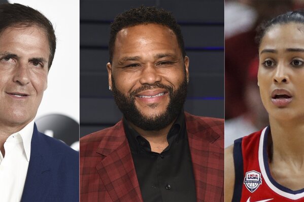 This combination photo shows Mark Cuban, Anthony Anderson and Skylar Diggins-Smith who will take part in a series of panel discussions on YouTube that are focused on racial justice. The video-sharing platform announced the lineup on Thursday for “Bear Witness, Take Action 2.” (AP Photo)