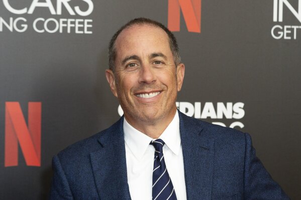 FILE - This July 17, 2019 file photo shows Jerry Seinfeld at the "Comedians In Cars Getting Coffee," photo call in Beverly Hills, Calif. In Seinfeld's new book, “Is This Anything?” Seinfeld reveals a timeline of jokes he's written over the past 45 years, showing how a 21-year-old kid from New York's Long Island evolved into arguably one of the greatest stand-up comics of his time. (Photo by Willy Sanjuan/Invision/AP, File)