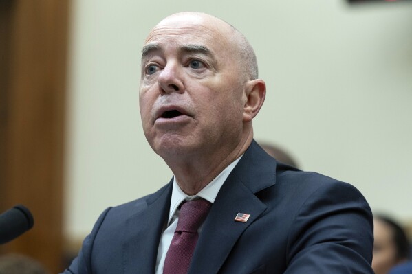 Homeland Security Secretary Alejandro Mayorkas testifies before the House Judiciary Committee hearing on Oversight of the U.S. Department of Homeland Security on Capitol Hill in Washington, Wednesday, July 26, 2023. (AP Photo/Jose Luis Magana)