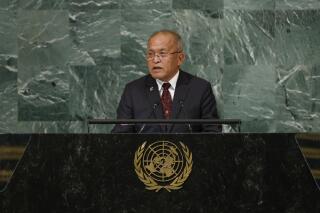 President of the Marshall Islands David Kabua addresses the 77th session of the United Nations General Assembly, at U.N. headquarters, Tuesday, Sept. 20, 2022. (AP Photo/Jason DeCrow)